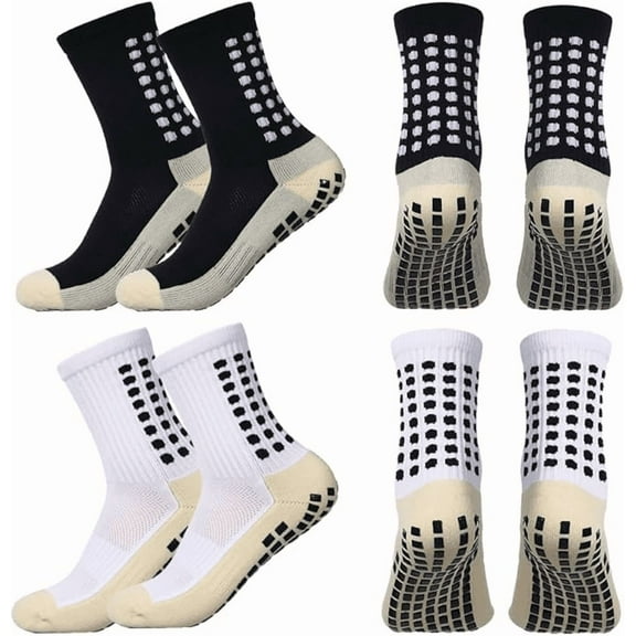 4 Pairs Youth Grip Soccer Socks Grip Socks Kids Boys Girls Athletic Sport for Baseball Football Basketball
