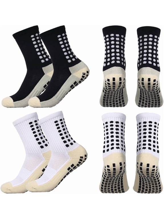 4 Pairs Youth Grip Soccer Socks Grip Socks Kids Boys Girls Athletic Sport for Baseball Football Basketball