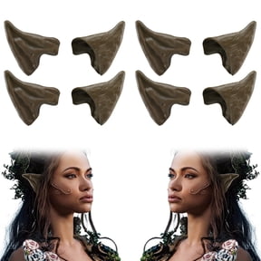 4 Pairs iClover Brown Elf Ears Halloween Cosplay Fairy Pixie Elf Ears Soft Pointed Ears Tips Anime Party Dress Up Costume Masquerade Accessories Elven Vampire Fairy Ears (4 Pairs)