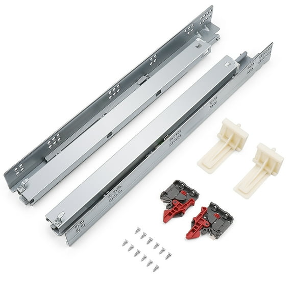 4 Pairs knobelite 18 Inch Undermount Drawer Slides, Self Soft Close Full Extension Drawer Rails Concealed Drawer Runners Adjustable Locking Devices Mounting Brackets Screws Included