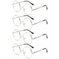 thumbnail image 1 of 4 Pairs of 52mm Men Round Silver Reading Glasses Retro Metal Presbyopic Glasses Women Classic Metal Spring Hinge Readers +1.00, 1 of 3