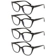 thumbnail image 1 of 4 Pairs of Black Cat Eye Reading Glasses 1.50 Ladies Spring Hinge Readers +1.50 for Women HD, 1 of 5