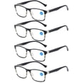 thumbnail image 1 of 4 Pairs of Blue Light Blocking Reading Glasses 4.00 for Men and Women Spring Hinge Presbyopic Glasses Plastic Square Readers +4.00, 1 of 5