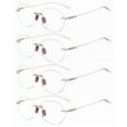 thumbnail image 1 of 4 Pairs of Brown Ultra-light Anti-blue Light Reading Glasses 1.50 for Women Oval Fashion Rimless Readers +1.50 TR90, 1 of 6