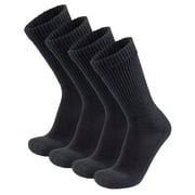 4 Pairs of Diabetic Warm Slipper Socks, Extra Thick Cotton Triple Cushioned Crew Socks (Black, Size 10-13)