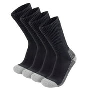 4 Pairs of Diabetic Warm Slipper Socks, Extra Thick Cotton Triple Cushioned Crew Socks (Black with Gray Sole, Size 10-13)