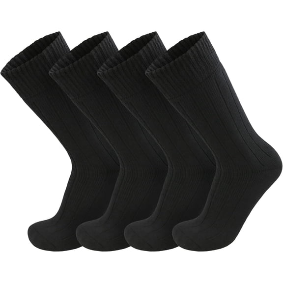 4 Pairs of Extra Thick Cotton Comfort Socks, Heavyweight Ribbed Stretch Warm Boot Socks