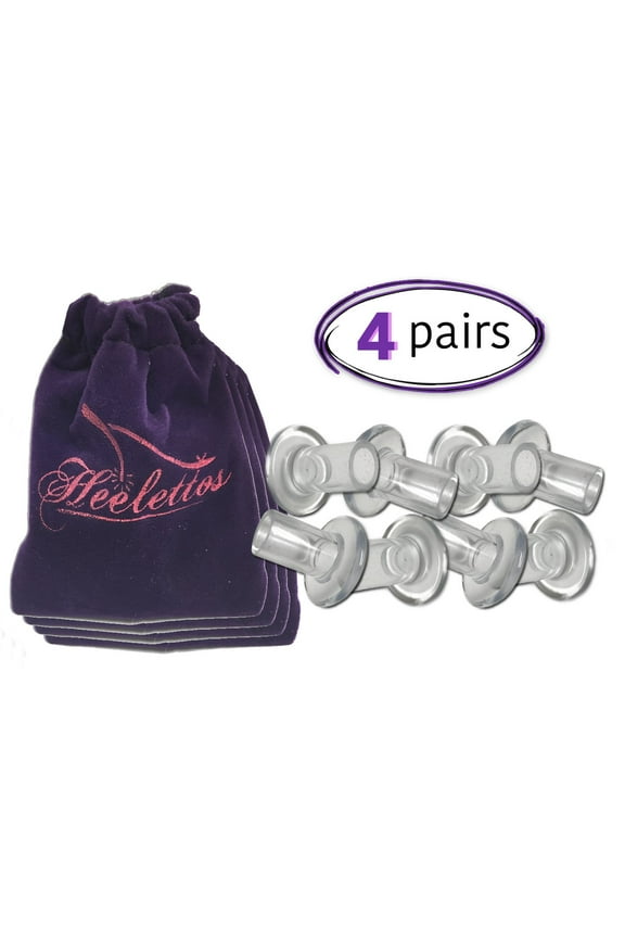 4 Pairs of Heelettos Clear High Heel and Stiletto Shoe Protectors with Velvet Gift Pouch