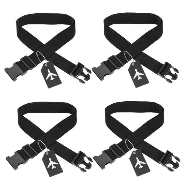 4 Pairs of Luggage Straps and Tags Set Adjustable Suitcase Belts