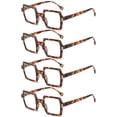 thumbnail image 1 of 4 Pairs of Mens Tortoiseshell Personalized Oversized Square Reading Glasses Womens Spring Hinge Blue Light Blocking Readers +2.50, 1 of 4