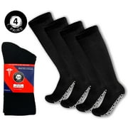 4 Pairs of Non-Skid Over-The-Calf Diabetic Cotton Socks with Non Binding Top ( Black - 4 Pairs, Fit Men's Shoe Size 9-11,5)