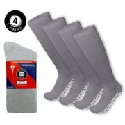 4 Pairs of Non-Skid Over-The-Calf Diabetic Cotton Socks with Non Binding Top ( Gray - 4 Pairs, Fit Men's Shoe Size 9-11,5)