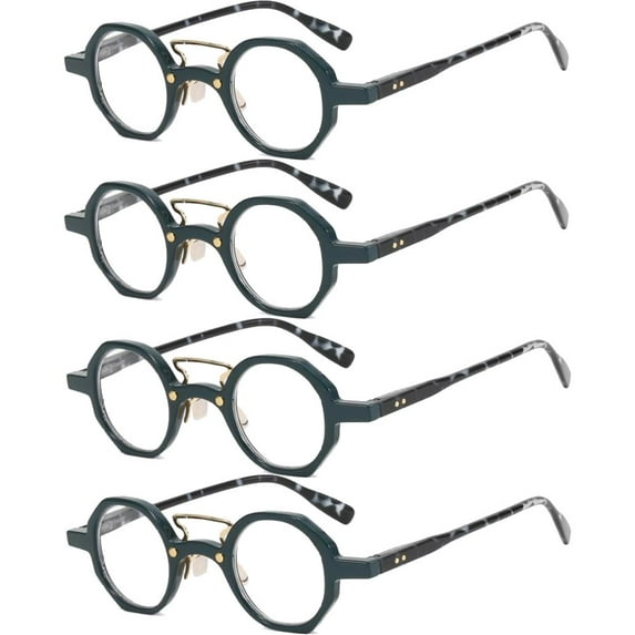 4 Pairs of Retro Dark Blue Reading Glasses for men and women Fashion Trendy Spring Hinge Presbyopic Glasses Personalized Readers +2.50