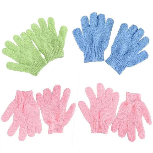 4 Pairs of Shower Exfoliating Bath Gloves Nylon Shower Gloves Body