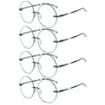 thumbnail image 1 of 4 Pairs of TR90 Ultra-light Anti-blue Light Blue Reading Glasses for Women Circle Round Fashion HD Tortoise Readers +3.50, 1 of 5