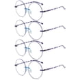 thumbnail image 1 of 4 Pairs of TR90 Ultra-light Anti-blue Light Purple Reading Glasses for Women Circle Round Fashion HD Tortoise Readers +3.50, 1 of 4