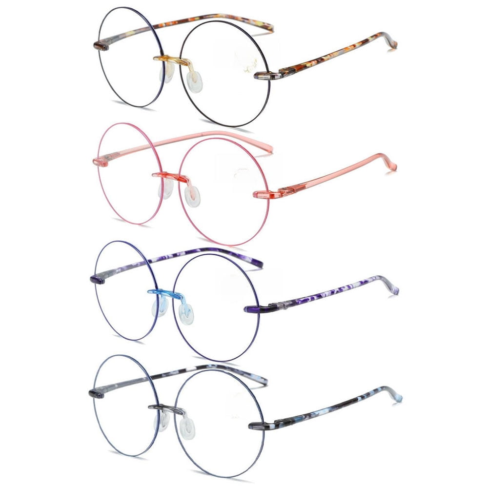 4 Pairs of TR90 Ultra-light Anti-blue Light Reading Glasses for Women Circle Round Fashion HD Tortoise Readers +1.50