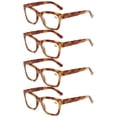 thumbnail image 1 of 4 Pairs of Thick Oversize Square Reading Glasses for Women and Men, Blue Light Blocking Brown Tortoiseshell Spring Hinge Readers +4.00, 1 of 4