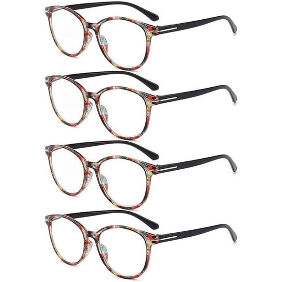 4 Pairs of Vintage Round Reading Glasses HD Spring Hinge Presbyopic Glasses Classic Readers +2.00