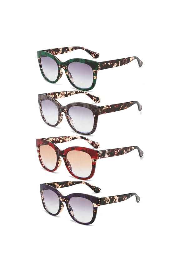 4 Pairs of Women Anti-blue Light Tortoiseshell Bifocal Reading Glasses 1.5 Tinted Oversized Square Readers +1.50 strength