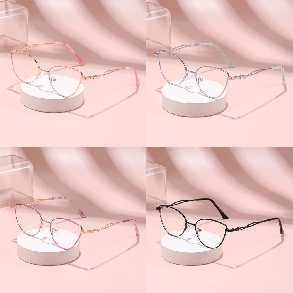 4 Pairs of Women Cat Eye Anti-blue Light Reading Glasses 3.5 Metal Presbyopia Glasses Fashinable Readers +3.50 strength