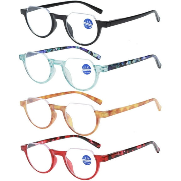 4 Pairs of Women Half Moon Reading Glasses 1.50 Men Anti-blue Light Presbyopia Glasses Spring Hinges Readers 1.50 Strength