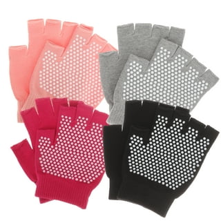 Crown Sporting Goods Black Fingerless Yoga Gloves with Non-slip Texture  Beads