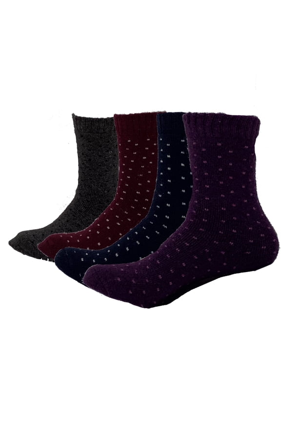 4 Pairs of Women's Thermal Soft Comfort Thick Casual Warm Lamb Wool Crew Socks (Dots)