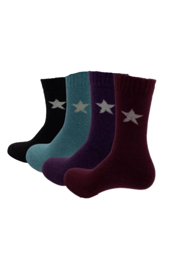 4 Pairs of Women's Thermal Soft Comfort Thick Casual Warm Lamb Wool Crew Socks (Style 1)