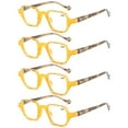 thumbnail image 1 of 4 Pairs of Womens Candy Color Yellow Square Personalized Reading Glasses Men Fashion Spring Hinge Readers Plastic Presbyopia Glasses +2.50, 1 of 4
