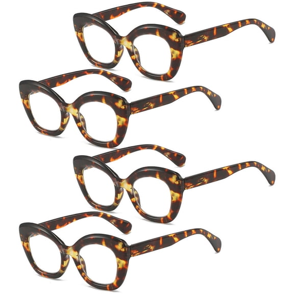 4 Pairs of Womens Cat Eye Spring Hinge Reading Glasses 2.5 Thick Butterfly Shape Tortoise Shell Readers 2.5
