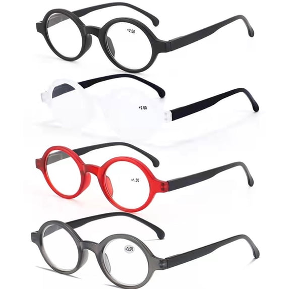 4 Pairs of Womens Small Round Presbyopic Glasses Men Fashion Trendy Personalized Reading Glasses Spring Hinge Readers +1.75