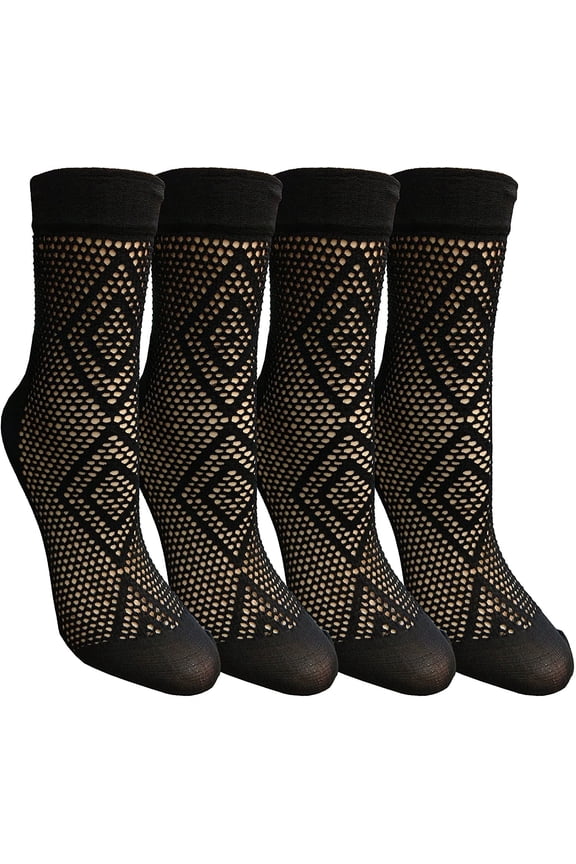 4 Pairs of Yacht & Smith Fisnet Ankle Socks, Mesh Patterned Anklet Sock (Pack B)