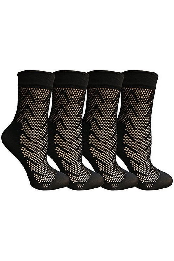 4 Pairs of Yacht & Smith Fisnet Ankle Socks, Mesh Patterned Anklet Sock (Pack C)