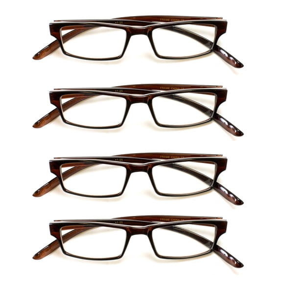 4 PairsNewbee Fashion - Basic Simple Geeky Comfortable Wrap Around Reading Glasses, +1.25