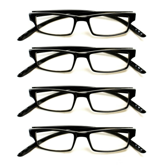 4 PairsNewbee Fashion - Basic Simple Geeky Comfortable Wrap Around Reading Glasses, +1.50