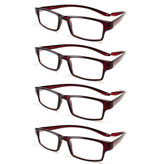 4 PairsNewbee Fashion - Basic Simple Geeky Comfortable Wrap Around Reading Glasses,+2.00