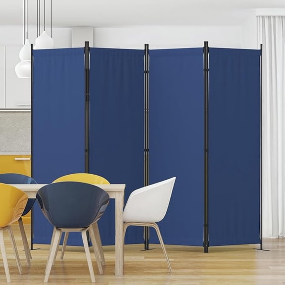 4 Panel 88" W Portable Room Dividers and Folding Privacy Screens Portable Wall For Office,Blue