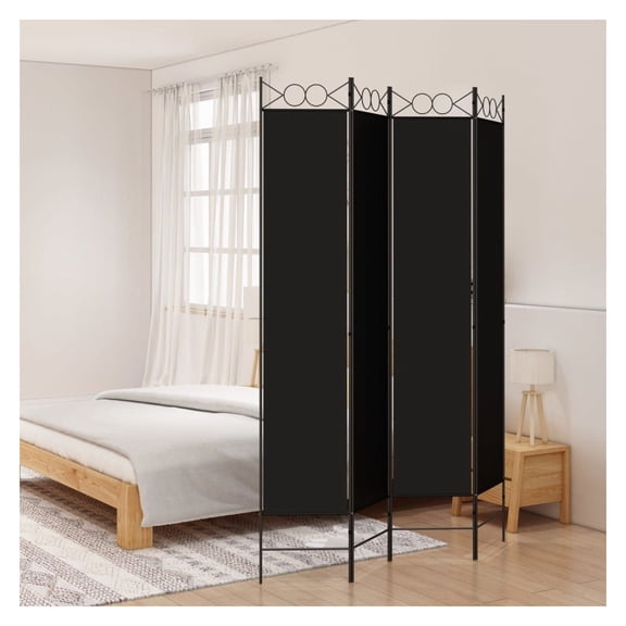 4-Panel Black 63"x86.6" Fabric
