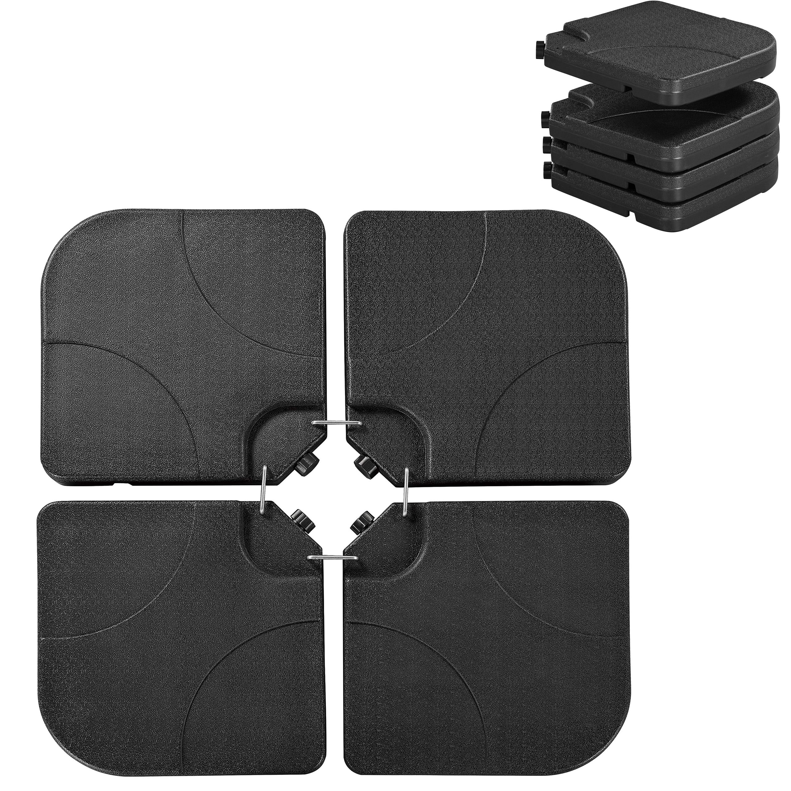 4-Panel Cantilever Umbrella Base, Heavy Duty Square Stand for Offset Banana Parasols, Weatherproof for Backyard Poolside, Fillable with Sand or Water, Black