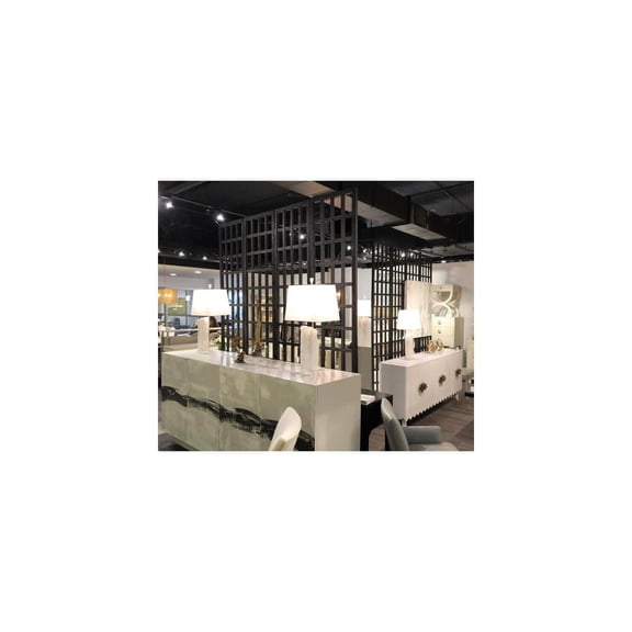 4-Panel Floor Screen - Brown Wood Frame Room Divider - Transitional Design