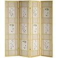 thumbnail image 1 of 4 Panel Floral Shoji Screen, Room Divider, 1 of 3