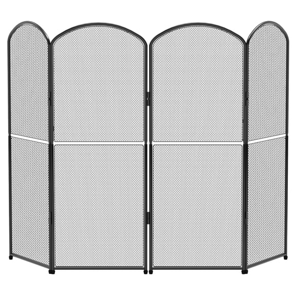 4-Panel Foldable Fireplace Screen, Standard Black, 47.8 W x 31 H, Wrought