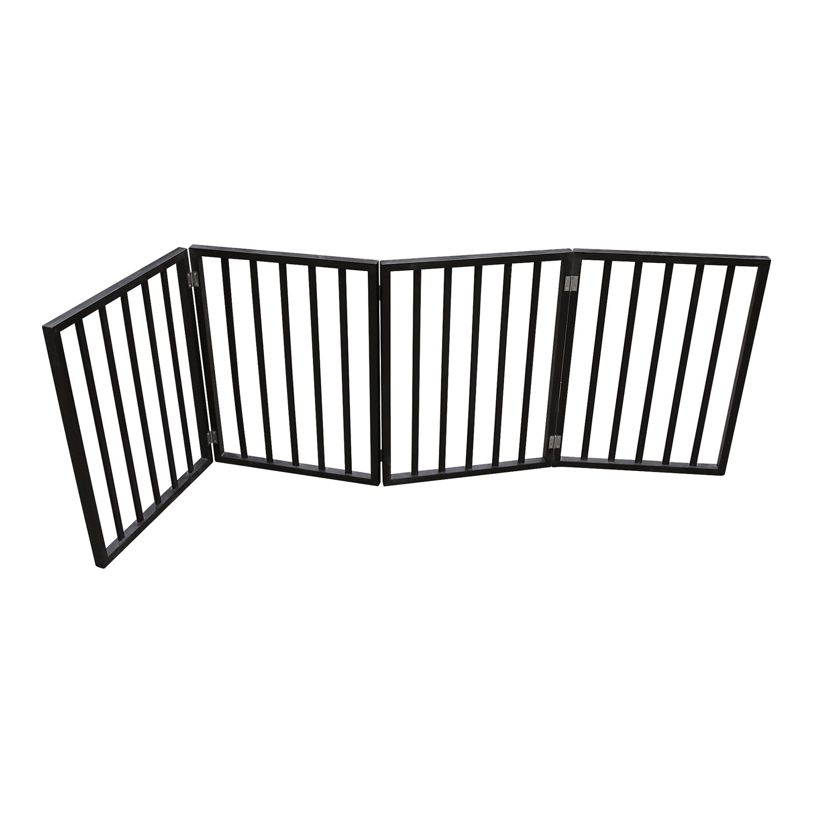 4-Panel Foldable Pet Gate for Doorways, 73" Wide Freestanding Dog Gate for Stairs & Indoor Use, Dark Brown Wooden Pet Fence for Cats and Small Dogs
