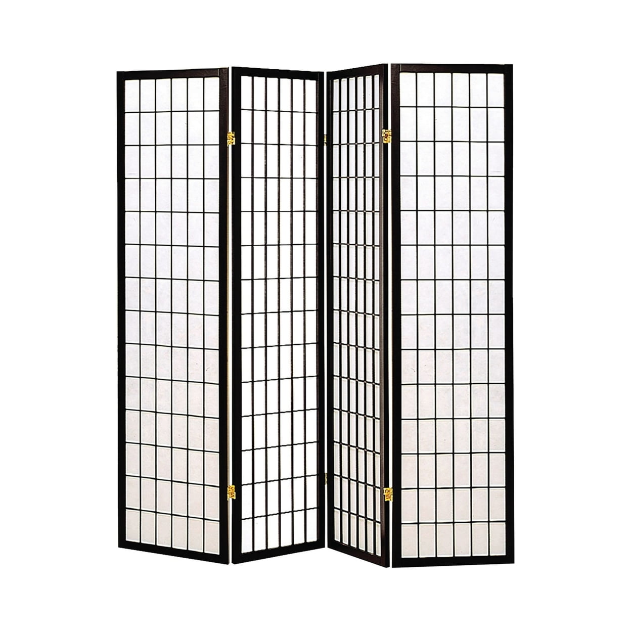 4 Panel Foldable Wooden Frame Room Divider with Grid Design Black ...