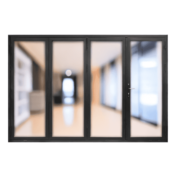 4 Panel, Folded Out, (1R3L) Outswing, Folding Patio Door, Aluminum Folding Door (Black, Right to Left W120in*H80in)