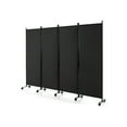 4 Panel Folding Room Divider, 6FT Rolling Privacy Screen with Lockable