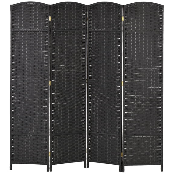 4 Panel Folding Room Divider Screen, 5.6' Tall Privacy Screen, Freestanding Room Partition for Home Office, Black