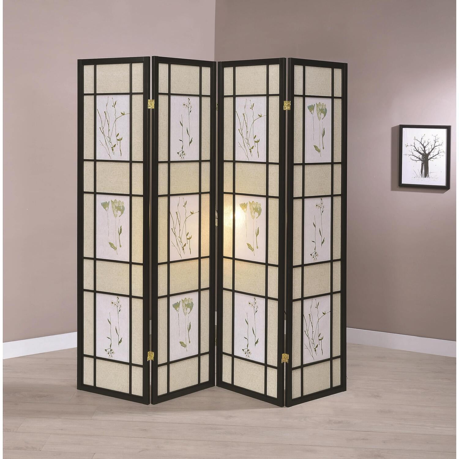 Komplex Screen Divider 4-Panel Folding Screen Room Divider - Privacy Screen with Floral Design ...