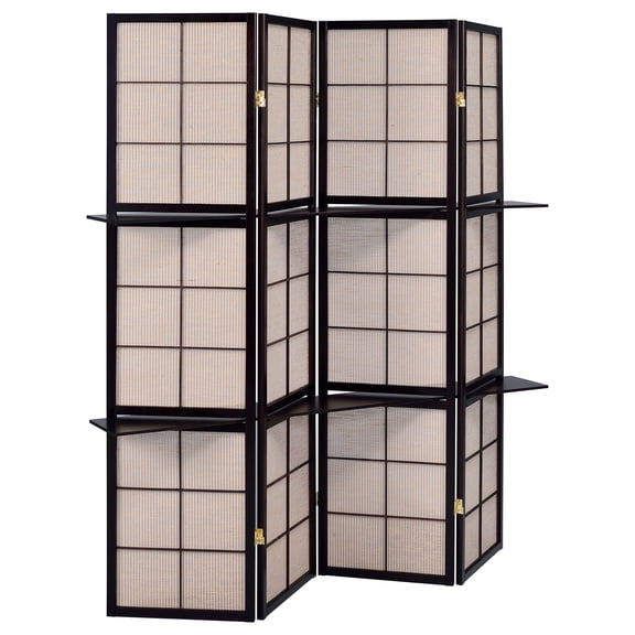 4-Panel Folding Screen, Tan & Cappuccino, 70.25" Height